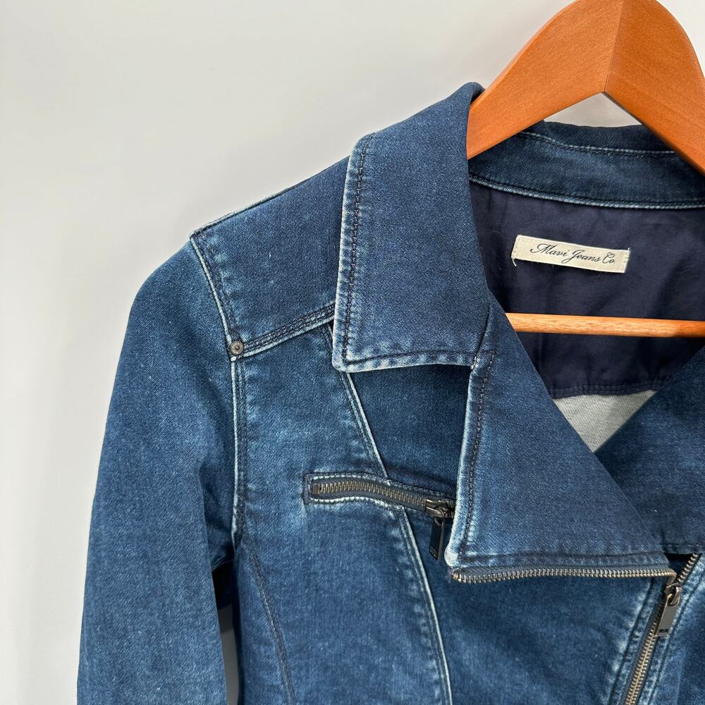 MAVI Janet Asymmetrical Full Zip Moto Denim Jacket // S - Picture 4 of 11